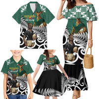 New Zealand South Africa Rugby Custom Family Matching Mermaid Dress and Hawaiian Shirt Springboks Kente All Black Maori Together - Polynesian Pride