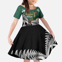 New Zealand South Africa Rugby Custom Family Matching Off The Shoulder Long Sleeve Dress and Hawaiian Shirt Springboks Kente All Black Maori Together - Polynesian Pride