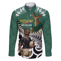 New Zealand South Africa Rugby Custom Family Matching Off Shoulder Maxi Dress and Hawaiian Shirt Springboks Kente All Black Maori Together - Polynesian Pride