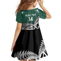 New Zealand South Africa Rugby Custom Kid Short Sleeve Dress Springboks Kente All Black Maori Together - Polynesian Pride