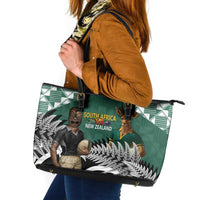 New Zealand South Africa Rugby Leather Tote Bag Springboks Kente All Black Maori Together - Polynesian Pride