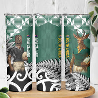 New Zealand South Africa Rugby Skinny Tumbler Springboks Kente All Black Maori Together - Polynesian Pride