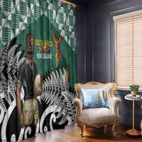 New Zealand South Africa Rugby Window Curtain Springboks Kente All Black Maori Together - Polynesian Pride