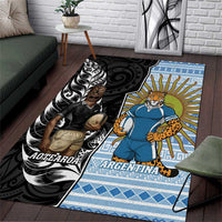 New Zealand Argentina Rugby Area Rug 2025 Los Pumas All Black Together - Polynesian Pride