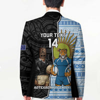 New Zealand Argentina Rugby Custom Blazer 2025 Los Pumas All Black Together - Polynesian Pride