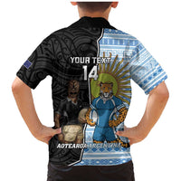 New Zealand Argentina Rugby Custom Family Matching Mermaid Dress and Hawaiian Shirt 2025 Los Pumas All Black Together - Polynesian Pride