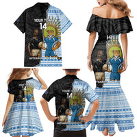 New Zealand Argentina Rugby Custom Family Matching Mermaid Dress and Hawaiian Shirt 2025 Los Pumas All Black Together - Polynesian Pride