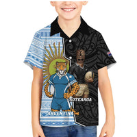 New Zealand Argentina Rugby Custom Family Matching Mermaid Dress and Hawaiian Shirt 2025 Los Pumas All Black Together - Polynesian Pride