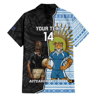New Zealand Argentina Rugby Custom Family Matching Off The Shoulder Long Sleeve Dress and Hawaiian Shirt 2025 Los Pumas All Black Together - Polynesian Pride