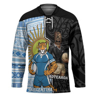New Zealand Argentina Rugby Custom Hockey Jersey 2025 Los Pumas All Black Together - Polynesian Pride