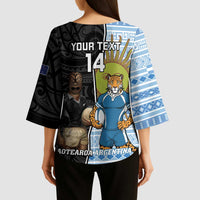 New Zealand Argentina Rugby Custom Kimono Sleeve Blouse 2025 Los Pumas All Black Together - Polynesian Pride
