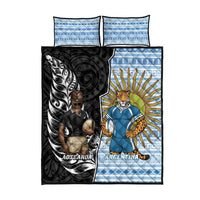 New Zealand Argentina Rugby Quilt Bed Set 2025 Los Pumas All Black Together - Polynesian Pride