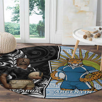 New Zealand Argentina Rugby Round Carpet 2025 Los Pumas All Black Together - Polynesian Pride