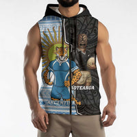 New Zealand Argentina Rugby Custom Sleeveless Zip Hoodie 2025 Los Pumas All Black Together - Polynesian Pride