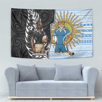 New Zealand Argentina Rugby Tapestry 2025 Los Pumas All Black Together - Polynesian Pride