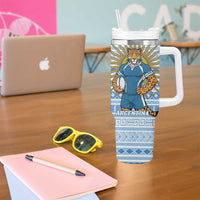 New Zealand Argentina Rugby Tumbler With Handle 2025 Los Pumas All Black Together - Polynesian Pride