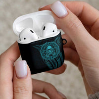 New Zealand Skull Darts AirPods Case Aotearoa Maori Chest Tattoo Stylized Teal LT14 - Polynesian Pride