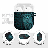 New Zealand Skull Darts AirPods Case Aotearoa Maori Chest Tattoo Stylized Teal LT14 - Polynesian Pride