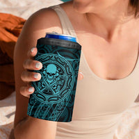 New Zealand Skull Darts 4 in 1 Can Cooler Tumbler Aotearoa Maori Chest Tattoo Stylized Teal - Polynesian Pride