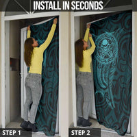 New Zealand Skull Darts Door Cover Aotearoa Maori Chest Tattoo Stylized Teal - Polynesian Pride
