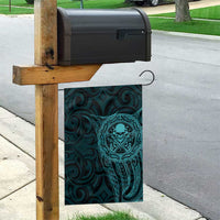 New Zealand Skull Darts Garden Flag Aotearoa Maori Chest Tattoo Stylized Teal - Polynesian Pride