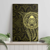 New Zealand Skull Darts Canvas Wall Art Aotearoa Maori Chest Tattoo Stylized Gold - Polynesian Pride