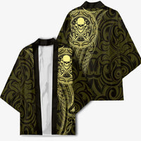 New Zealand Skull Darts Kimono Aotearoa Maori Chest Tattoo Stylized Gold - Polynesian Pride