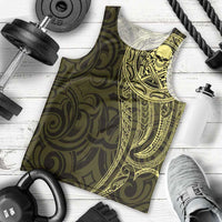 New Zealand Skull Darts Men Tank Top Aotearoa Maori Chest Tattoo Stylized Gold - Polynesian Pride