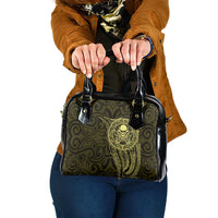 New Zealand Skull Darts Shoulder Handbag Aotearoa Maori Chest Tattoo Stylized Gold - Polynesian Pride