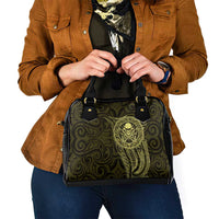 New Zealand Skull Darts Shoulder Handbag Aotearoa Maori Chest Tattoo Stylized Gold - Polynesian Pride