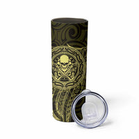 New Zealand Skull Darts Skinny Tumbler Aotearoa Maori Chest Tattoo Stylized Gold - Polynesian Pride