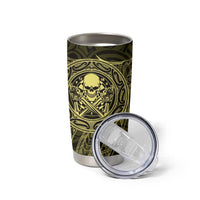 New Zealand Skull Darts Tumbler Cup Aotearoa Maori Chest Tattoo Stylized Gold - Polynesian Pride