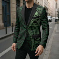 New Zealand Skull Darts Blazer Aotearoa Maori Chest Tattoo Stylized Green - Polynesian Pride