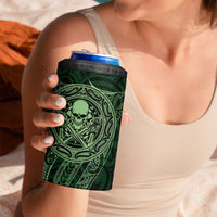 New Zealand Skull Darts 4 in 1 Can Cooler Tumbler Aotearoa Maori Chest Tattoo Stylized Green - Polynesian Pride