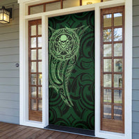 New Zealand Skull Darts Door Cover Aotearoa Maori Chest Tattoo Stylized Green - Polynesian Pride