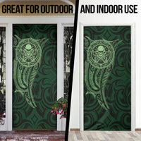 New Zealand Skull Darts Door Cover Aotearoa Maori Chest Tattoo Stylized Green - Polynesian Pride
