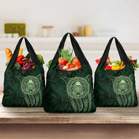 New Zealand Skull Darts Grocery Bag Aotearoa Maori Chest Tattoo Stylized Green - Polynesian Pride