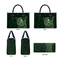 New Zealand Skull Darts Leather Bag Aotearoa Maori Chest Tattoo Stylized Green - Polynesian Pride