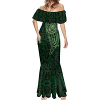 New Zealand Skull Darts Mermaid Dress Aotearoa Maori Chest Tattoo Stylized Green - Polynesian Pride