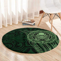 New Zealand Skull Darts Round Carpet Aotearoa Maori Chest Tattoo Stylized Green - Polynesian Pride