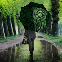 New Zealand Skull Darts Umbrella Aotearoa Maori Chest Tattoo Stylized Green - Polynesian Pride