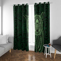 New Zealand Skull Darts Window Curtain Aotearoa Maori Chest Tattoo Stylized Green - Polynesian Pride