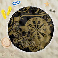 New Zealand Darts Beach Blanket Skull In Dart We Trust Maori Pattern - Polynesian Pride
