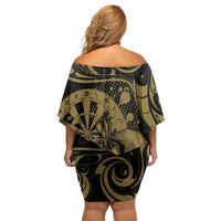 New Zealand Darts Family Matching Off Shoulder Short Dress and Hawaiian Shirt Skull In Dart We Trust Maori Pattern - Polynesian Pride
