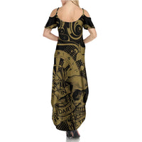 New Zealand Darts Family Matching Summer Maxi Dress and Hawaiian Shirt Skull In Dart We Trust Maori Pattern - Polynesian Pride