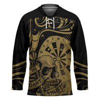 New Zealand Darts Hockey Jersey Skull In Dart We Trust Maori Pattern LT14 Unisex Gold - Polynesian Pride