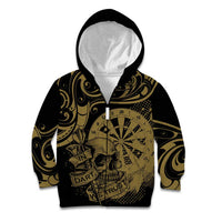 New Zealand Darts Kid Hoodie Skull In Dart We Trust Maori Pattern - Polynesian Pride
