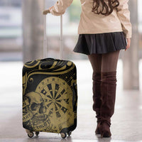New Zealand Darts Luggage Cover Skull In Dart We Trust Maori Pattern - Polynesian Pride