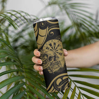 New Zealand Darts Skinny Tumbler Skull In Dart We Trust Maori Pattern - Polynesian Pride