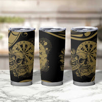 New Zealand Darts Tumbler Cup Skull In Dart We Trust Maori Pattern - Polynesian Pride